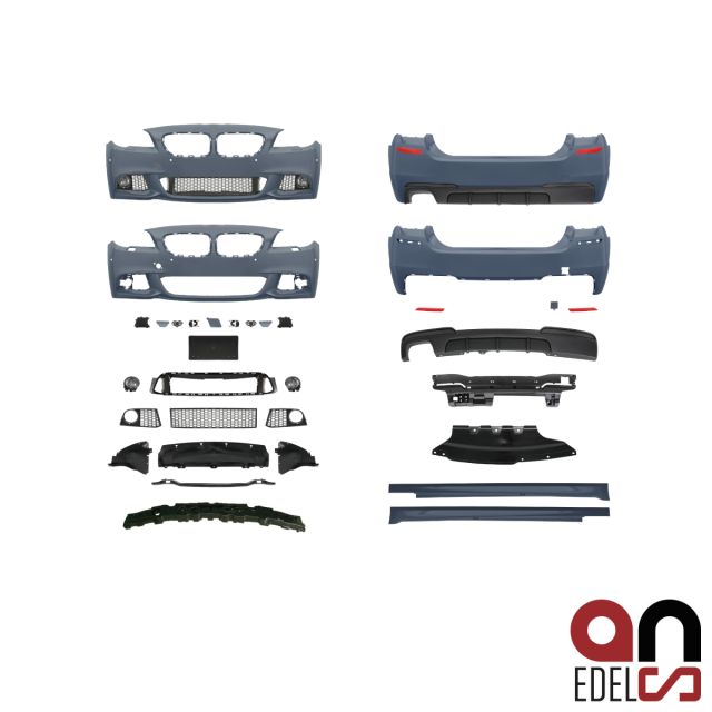 Satz AN 2-Rohr Sport Bodykit Front + Heck Stoßstange Performance+ Seitenschweller passend für BMW 5er F10 Limousine Serie ...