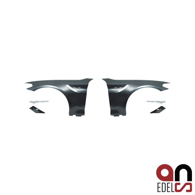 Sport Kotflügel Set Evo + Halter in Chrom passt für BMW 5er G30 / G31 ab 2017 auch M-Paket +M