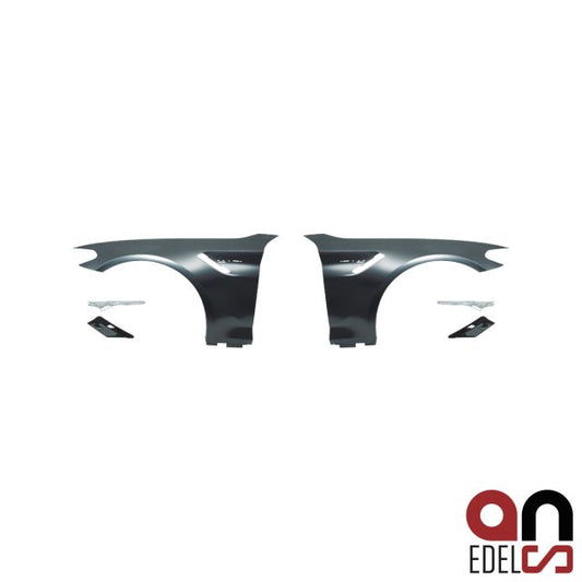 Sport Kotflügel Set Evo + Halter in Chrom passt für BMW 5er G30 / G31 ab 2017 auch M-Paket +M