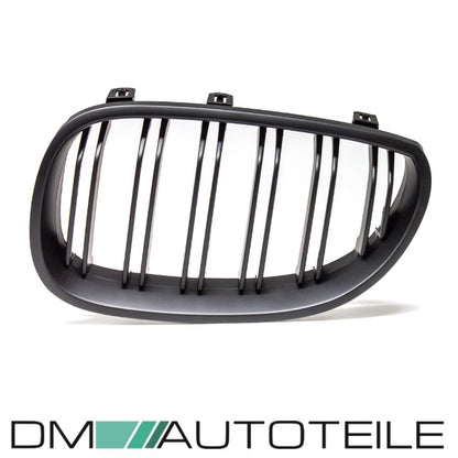 SET Doppelsteg Kühlergrill Schwarz MATT Grill passend für BMW 5er E60 E61 + LCI