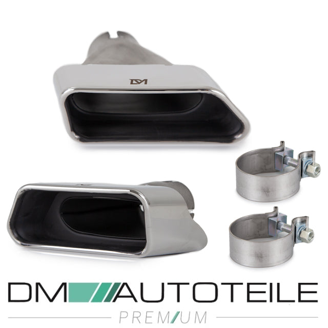 Chrom Auspuffblenden SET eckig trapez DM Exklusive Line+ Zubehör passend für BMW 5er F10 F11 550 M-Paket mit ABE