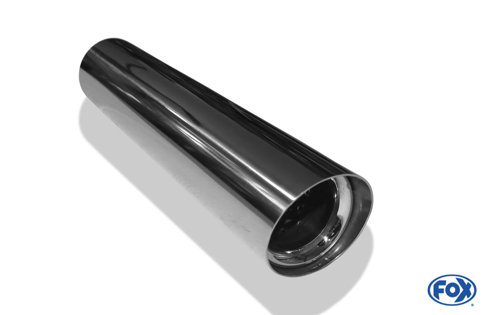 FOX Anschweißendrohr Typ 15 Ø 76 mm / Länge: 400 mm  - rund / uneingerollt / 15° abgeschrägt / mit Absorber