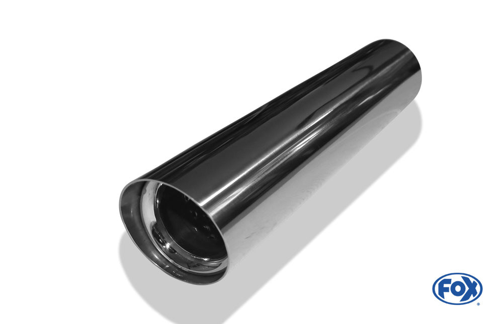 FOX Anschweißendrohr Typ 15 Ø 76 mm / Länge: 400 mm  - rund / uneingerollt / 15° abgeschrägt / mit Absorber