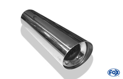FOX Anschweißendrohr Typ 15 Ø 90 mm / Länge: 400 mm  - rund / uneingerollt / 15° abgeschrägt / mit Absorber