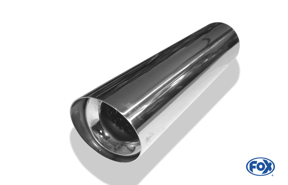 FOX Anschweißendrohr Typ 15 Ø 90 mm / Länge: 400 mm  - rund / uneingerollt / 15° abgeschrägt / mit Absorber