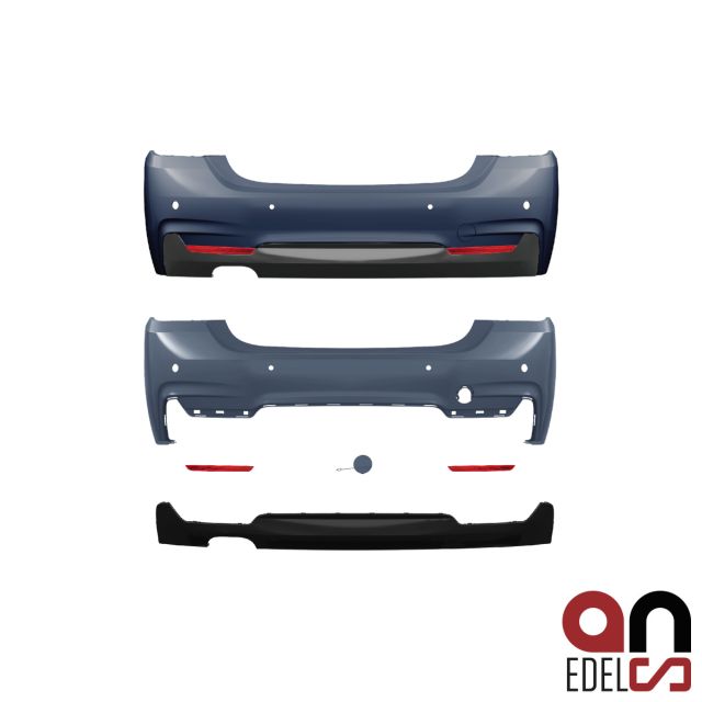 AN Sport Heck Stoßstange Hinten für PDC +2 Rohr Diffusor passend für BMW 4er F32 F33 M-Paket+ABE