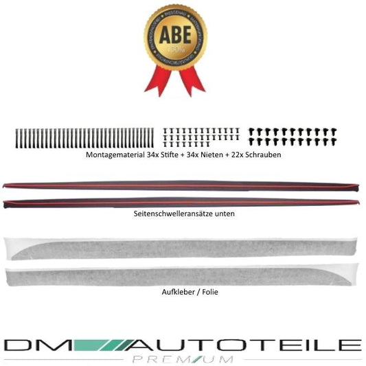 Set Seitenschweller Leisten SPORT-PERFORMANCE +Folie Schwarz Matt passt für BMW 3er F30 F31 M-Paket