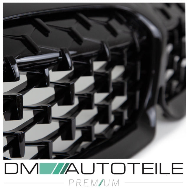 Set Diamant Wabengrill Kühlergril Schwarz Glanz Sport passt für BMW 3er G20 G21