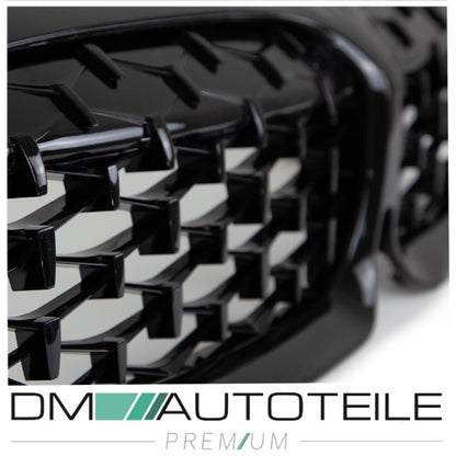 Set Diamant Wabengrill Kühlergril Schwarz Glanz Sport passt für BMW 3er G20 G21