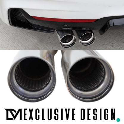 DM Exklusive Line Endschalldämpfer Auspuff Umrüstung 2-Rohr links+ABE passt für BMW 3er F30 F31 4er F32 F33 F36 Diesel 316...
