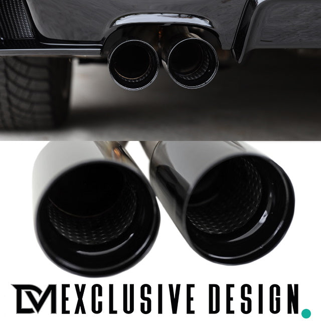 DM Exklusive Line Endrohr schwarz glanz Umrüstung 2-Rohr links+ABE passt für BMW 3er F30 F31 4er F32 F33 F36 Diesel 316d 3...