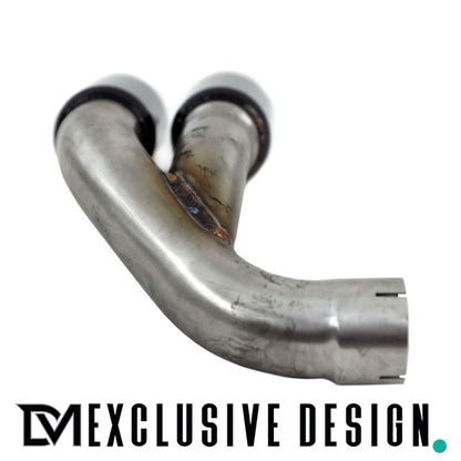 DM Exklusive Line Endrohr schwarz glanz Umrüstung 2-Rohr links+ABE passt für BMW 3er F30 F31 4er F32 F33 F36 Diesel 316d 3...