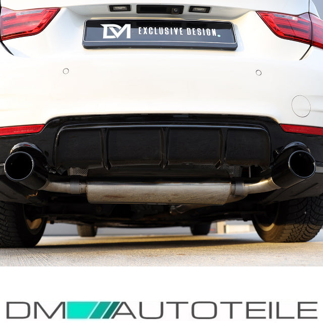 DM Exklusive Line Duplex Auspuffanlage Edelstahl schwarz glanz +ABE passt für BMW 3er F30 F31 4er F32 F33 Diesel 316d 318d...