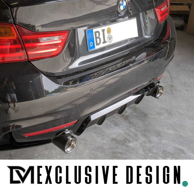 DM Exklusive Design Duplex 335d / 435d Peformance Auspuffanlage Edelstahl Blenden Carbon glanz Made in Germany passt für B...
