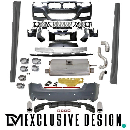 Bodykit Stoßstange 335d Performance Umbau+ Auspuffanlage für SRA/PDC passt für BMW 3er F30 11-17 Serie & M-Paket