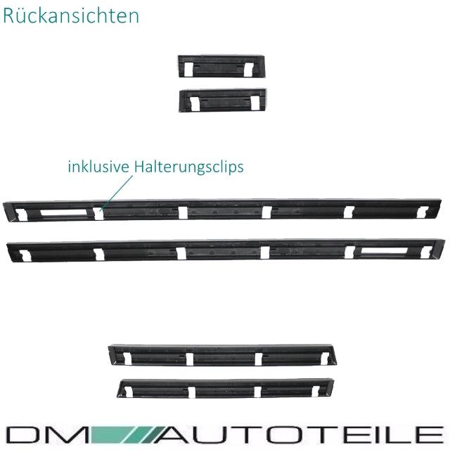 Türleisten SET Schwarz Zierleisten passt für BMW E36 Limousine Touring + Emblem