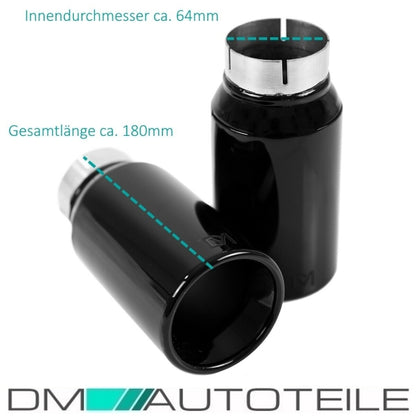 Sport-Performance Auspuffanlage ESD + Diffusor + Blenden Schwarz Glanz passt für BMW 4er F32 F33 F36 M-Paket 435 / 440