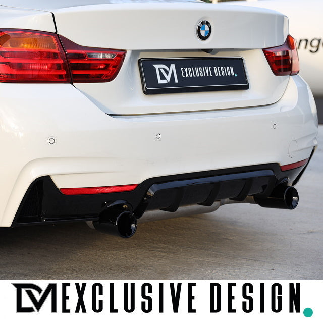 Sport-Performance Auspuffanlage ESD + Diffusor + Blenden Schwarz Glanz passt für BMW 4er F32 F33 F36 M-Paket 435 / 440
