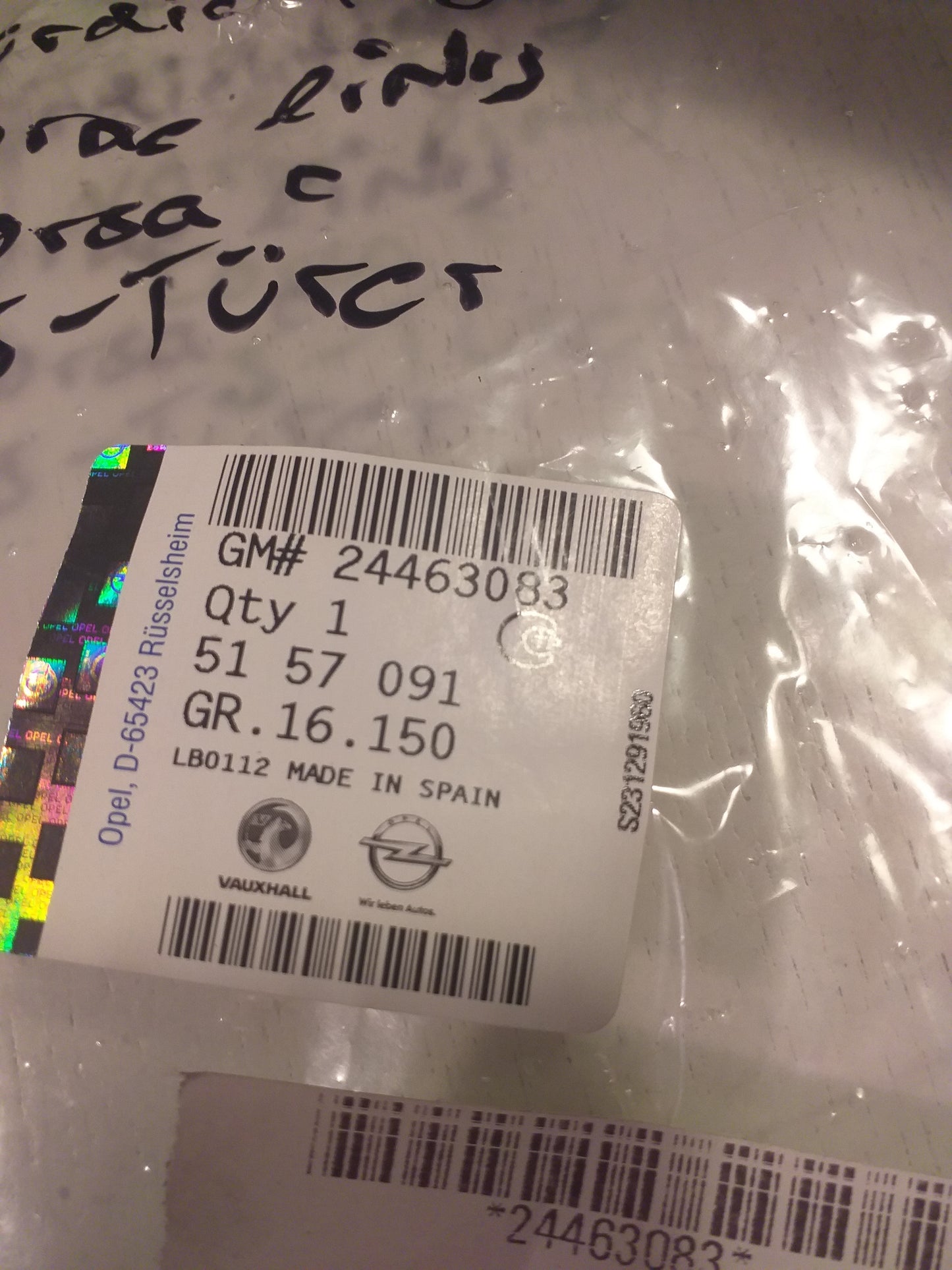 Corsa C 5Türer Gummiabdichtung vorne links original GM Opel NEU