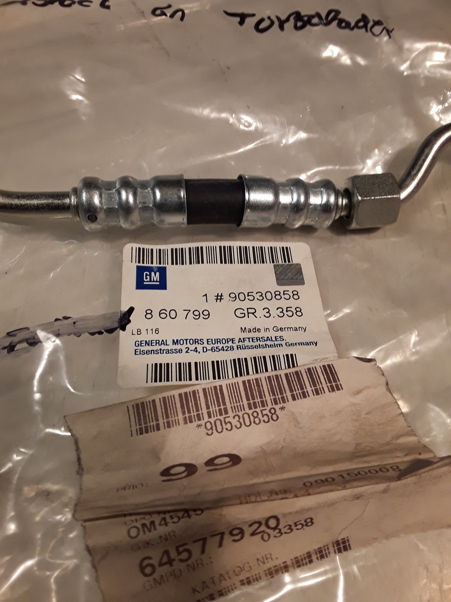 Astra G Zafira A Ölzufuhrleitung Zylinderblock an Turbolader original GM Opel NEU