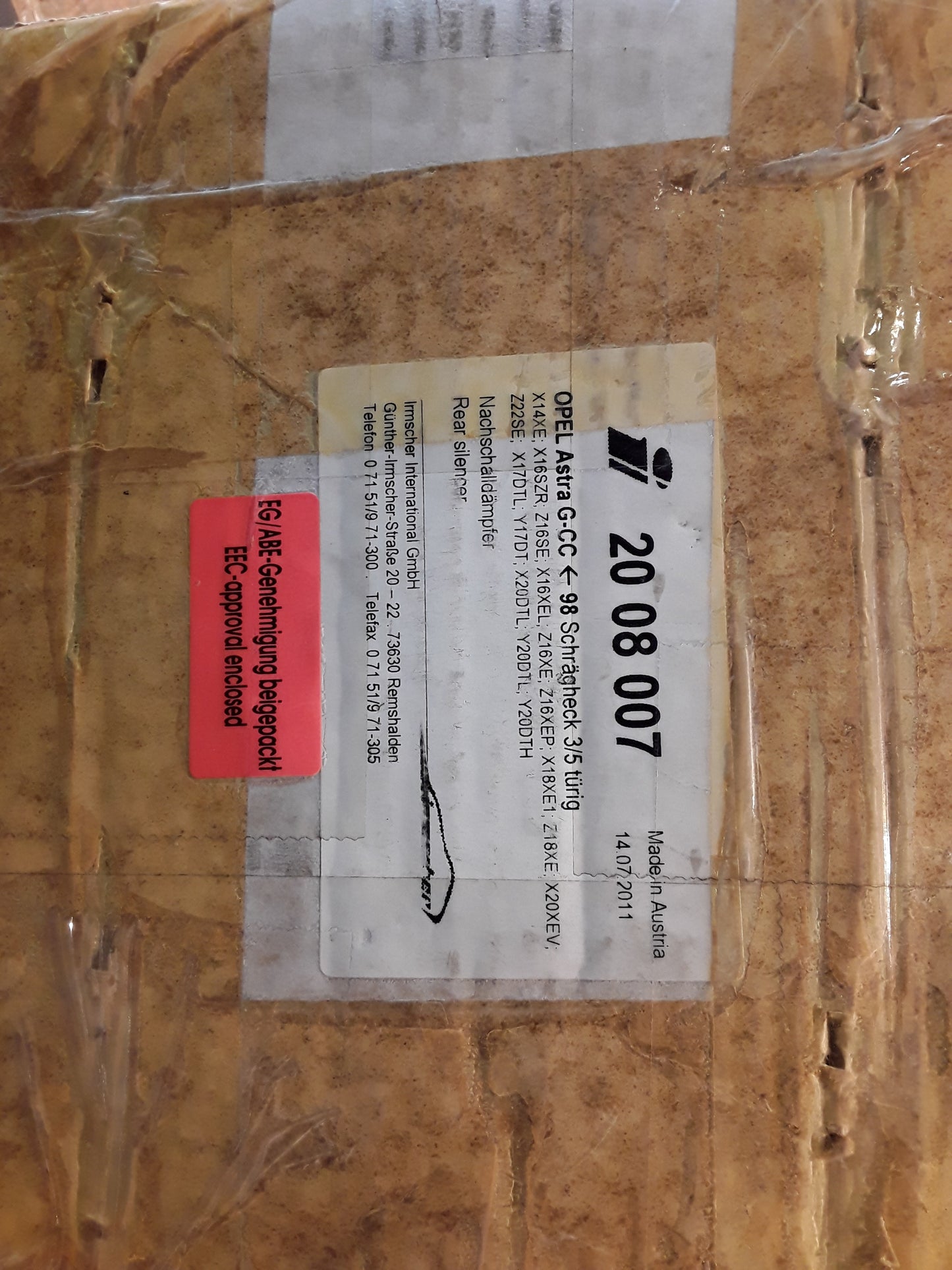 Astra G CC Bj 98 Schrägheck 3/5Türer Nachschalldämpfer original IRMSCHER NEU