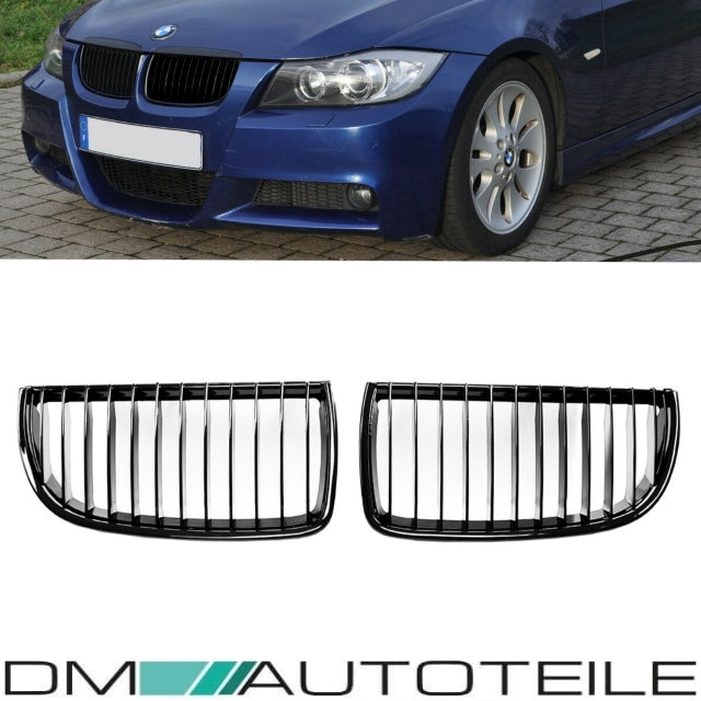 SATZ Kühlergrill Schwarz Matt Sport-Performance +Blenden passend für BMW E90 E91