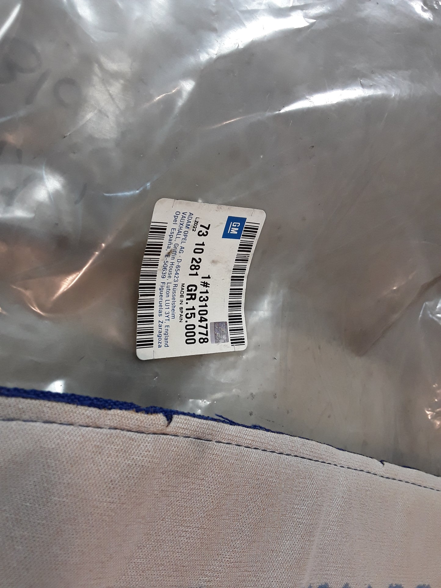 Corsa C Sitzbezug hinten links Blau original GM Opel NEU
