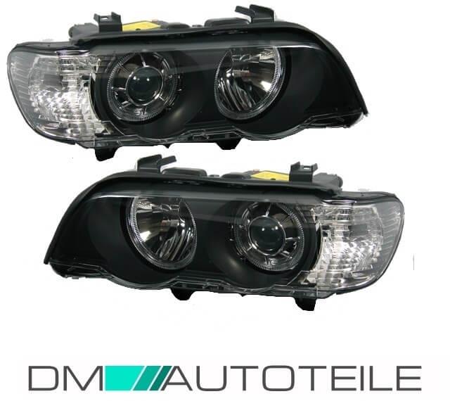 Scheinwerfer Set Angel Eyes Klarglas Schwarz Bj 99-03 H7/H7 passend für BMW X5 E53