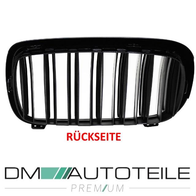 Satz Kühlergrill Schwarz Glanz Doppelsteg passend für BMW X5 F15 +X6 F16 13-17 mit Kamerasystem