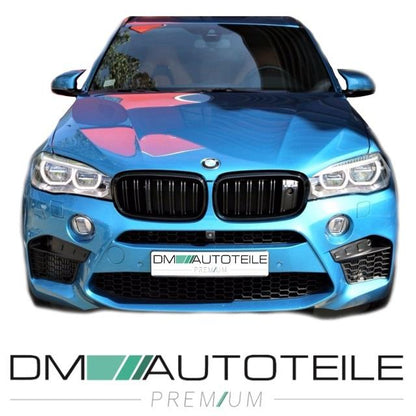 Satz Kühlergrill Schwarz Glanz Doppelsteg passend für BMW X5 F15 +X6 F16 13-17 mit Kamerasystem