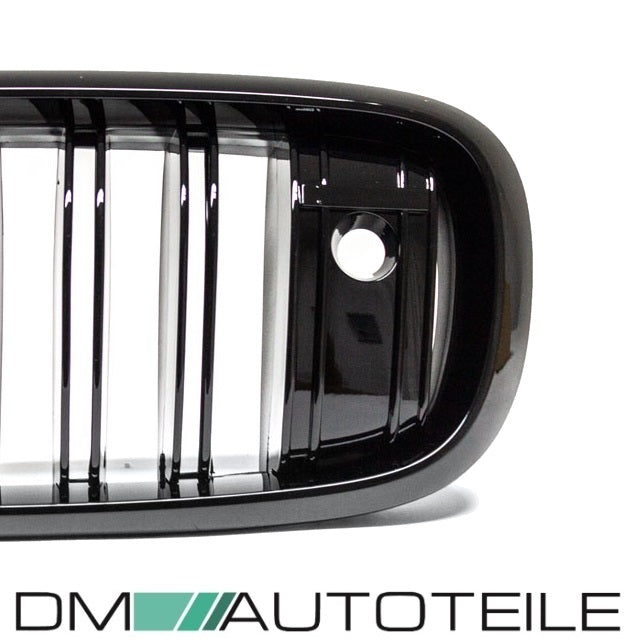 Satz Kühlergrill Schwarz Glanz Doppelsteg passend für BMW X5 F15 +X6 F16 13-17 mit Kamerasystem