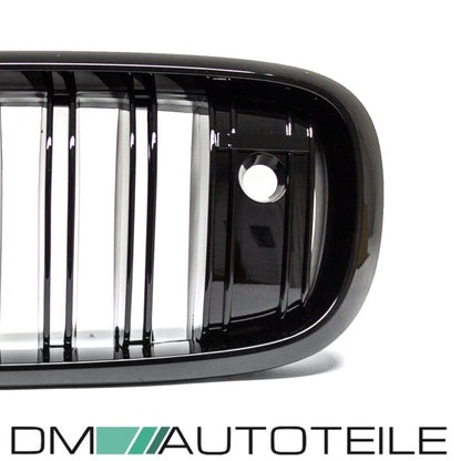 Satz Kühlergrill Schwarz Glanz Doppelsteg passend für BMW X5 F15 +X6 F16 13-17 mit Kamerasystem