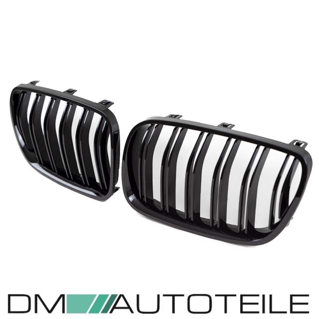 Satz Kühlergrill SET Schwarz Hochglanz Doppelsteg passend für BMW X3 E83 LCI 06-11