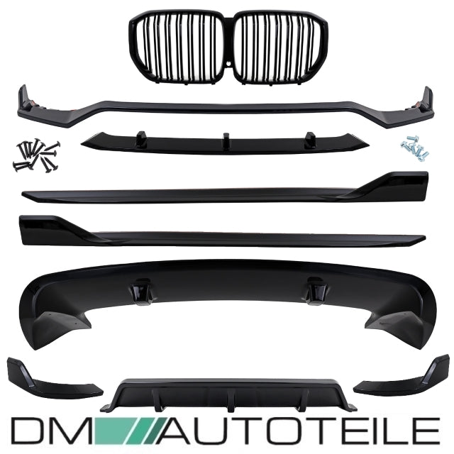 Sport-Performance Bodykit Komplett +Doppelsteg Grill schwarz glanz passt für BMW X5 G05 M-Paket ab Bj 2018