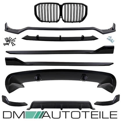 Sport-Performance Bodykit Komplett +Doppelsteg Grill schwarz glanz passt für BMW X5 G05 M-Paket ab Bj 2018