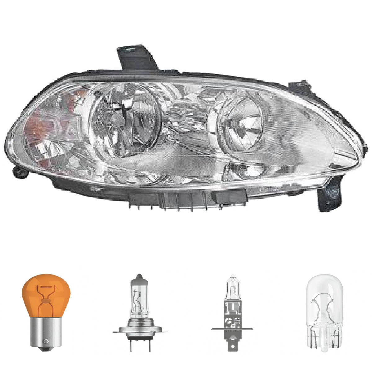 Hauptscheinwerfer rechts H7/H1 mit Motor passt für Fiat Croma 05-07 inklusive Leuchtmittel/Birnen