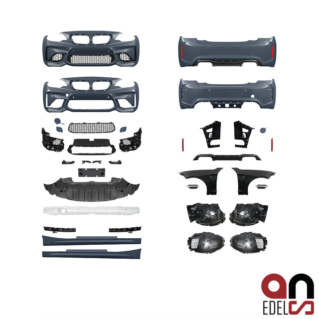 AN Evo Umbau Sport Bodykit +Diffusor Duplex +Kotflügel passend für BMW 2er F22 F23 Serie & M-Paket Modelle bj. 14> auch M2...