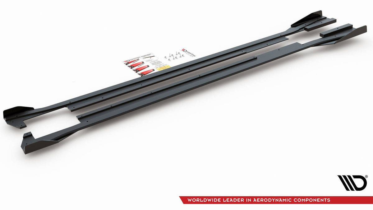 Robuste Racing Seitenschweller Ansatz für für + Flaps Volkswagen Arteon R-Line schwarz Hochglanz