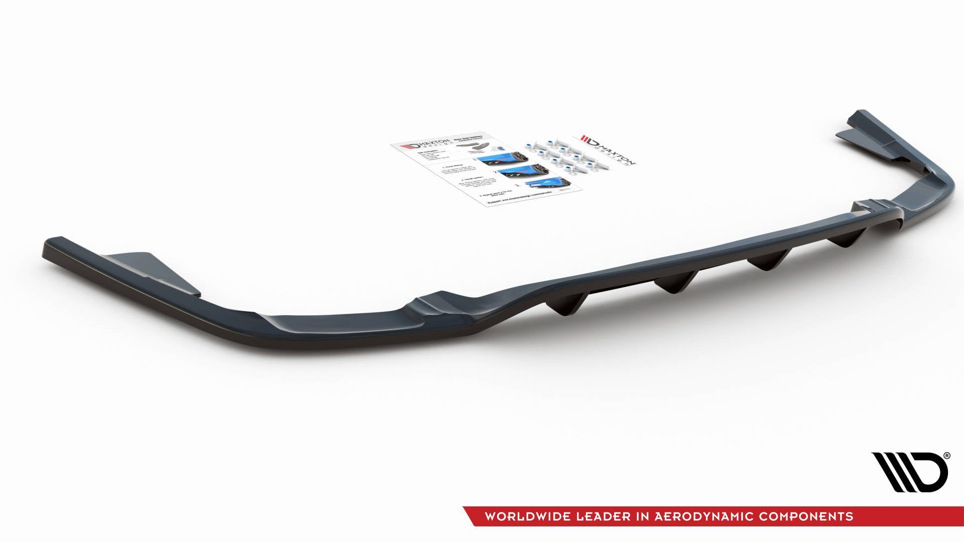 Mittlerer Diffusor Heck Ansatz DTM Look für Volvo XC60 Mk2 R-Design schwarz Hochglanz