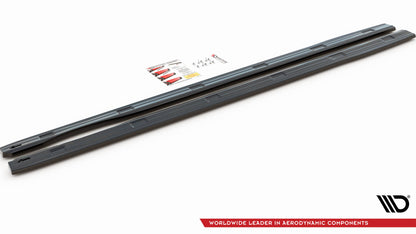 Seitenschweller Ansatz für Volkswagen Caddy Long Mk3 Facelift schwarz Hochglanz