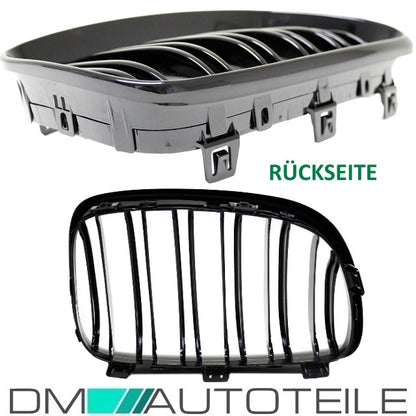 SATZ Kühlergrill Doppelsteg Schwarz Glanz passend für BMW 1er E81 E82 E87 E88