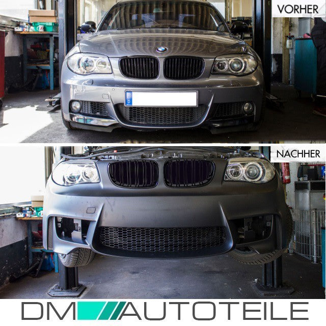 SATZ Kühlergrill Doppelsteg Schwarz Glanz passend für BMW 1er E81 E82 E87 E88