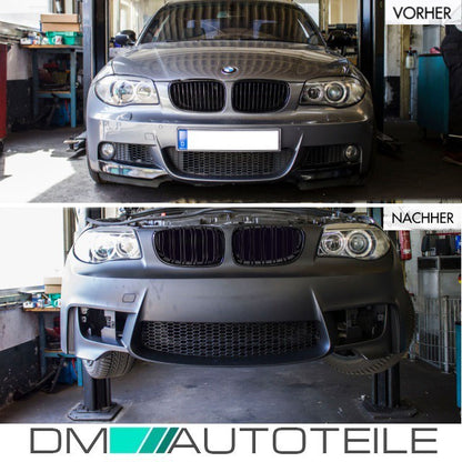 SATZ Kühlergrill Doppelsteg Schwarz Glanz passend für BMW 1er E81 E82 E87 E88