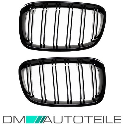 SET Doppelsteg Kühlergrill Grill Schwarz Glanz passt für BMW 1er F20 F21 bj11-15