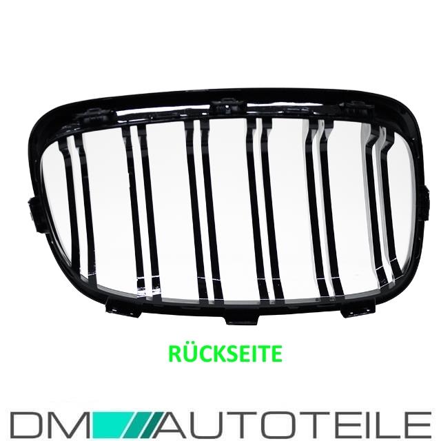 SET Doppelsteg Kühlergrill Grill Schwarz Glanz passt für BMW 1er F20 F21 bj11-15