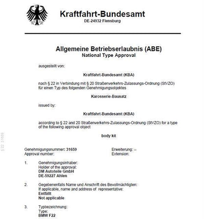 Sport Stoßstange vorne für PDC ohne SRA passt für BMW F22 F23 Serie & M-Paket +ABE*