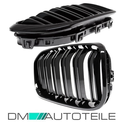 Kühlergrill Doppelsteg Schwarz Hochglanz passend für BMW 1er F20 F21 LCI ab 2015
