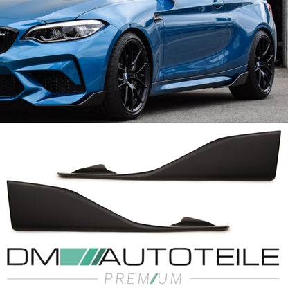 Seitenspoiler Flaps Ansätze rechts und links schwarz matt für die Schweller passend for BMW 2er F87 und alle Modelle mit M...