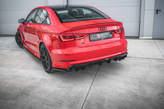Heck Ansatz Flaps Diffusor für Audi S3 Limousine 8V schwarz Hochglanz