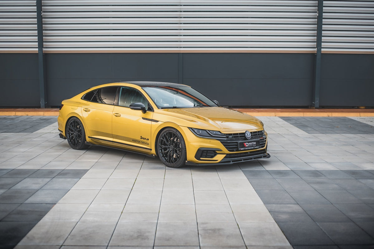 Robuste Racing Seitenschweller Ansatz für für + Flaps Volkswagen Arteon R-Line schwarz Hochglanz